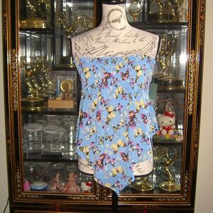 WILD FABLE BUTTERFLY PRINT STRAPLESS TOP M